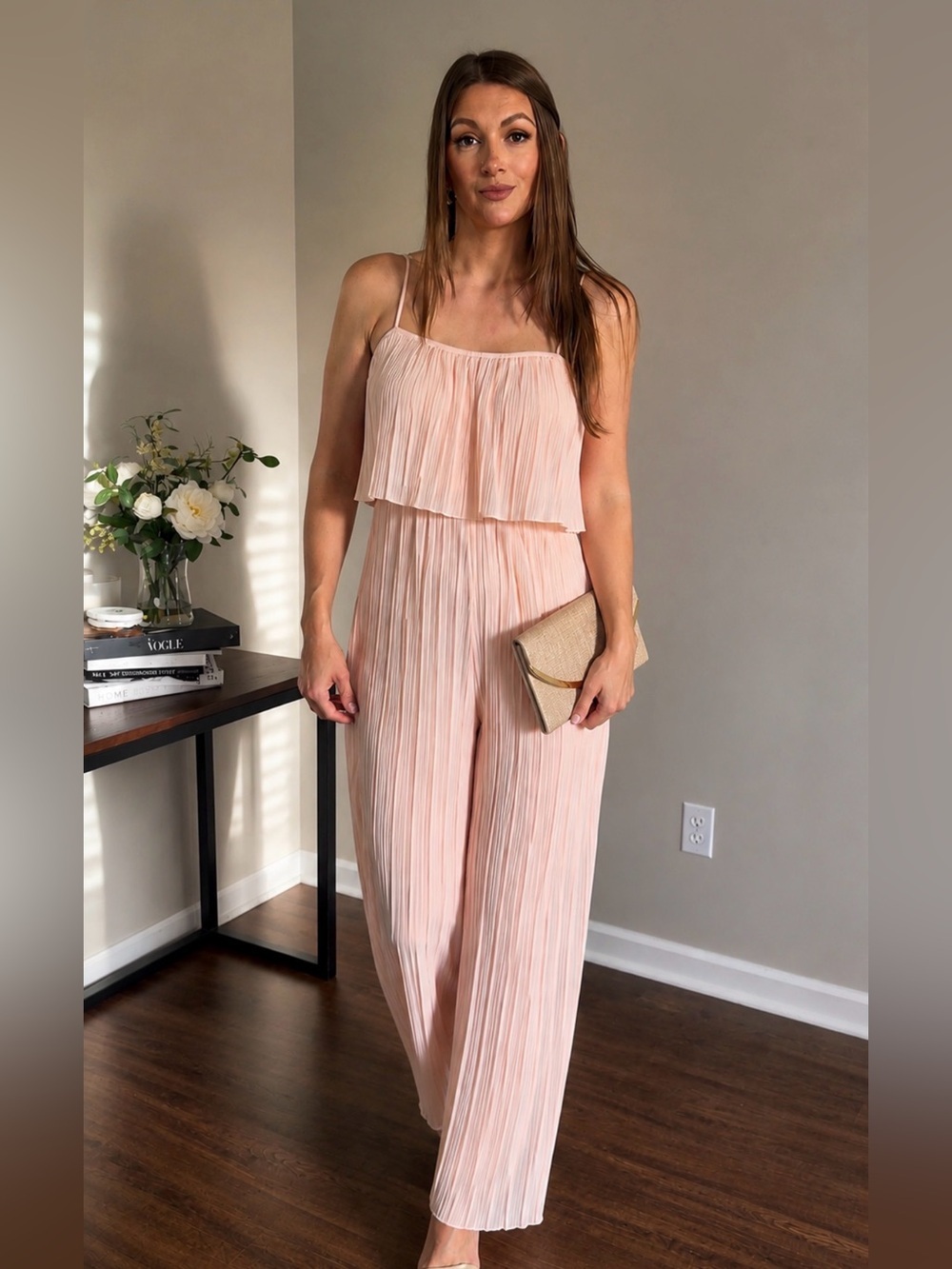 Pleated Light Pink special Occasion Jumpsiut